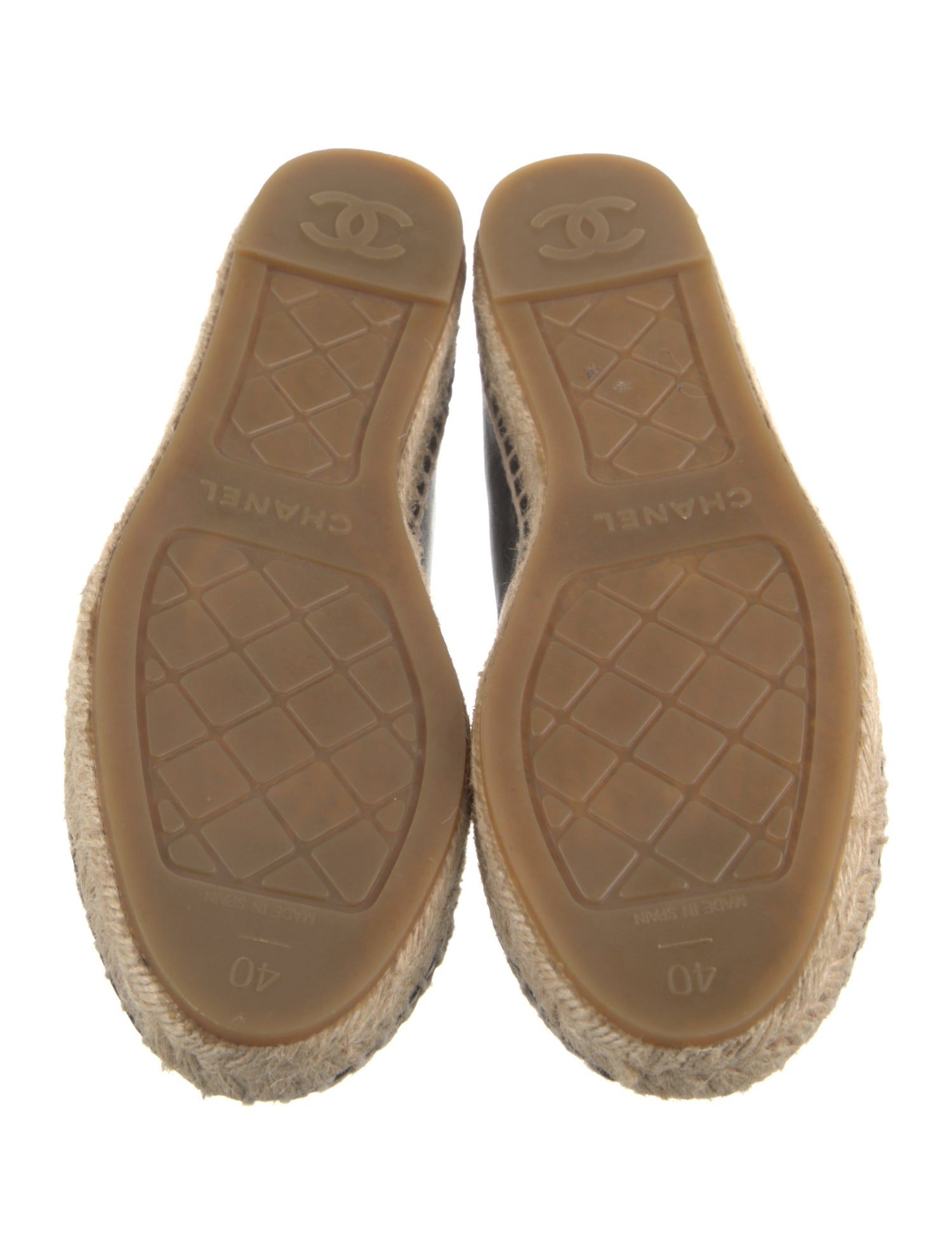 Chanel Interlocking CC Logo Leather Espadrilles